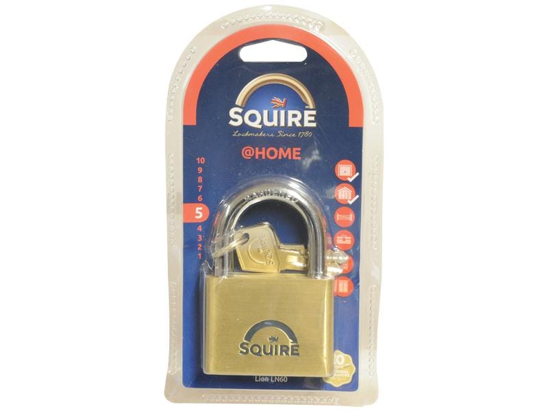 Squire Solid Brass Lion Range Padlock - Brass, Body width: 60mm (Security rating: 5) 1 Squire Solid Brass Lion Range Padlock - Brass, Body width: 60mm (Security rating: 5)